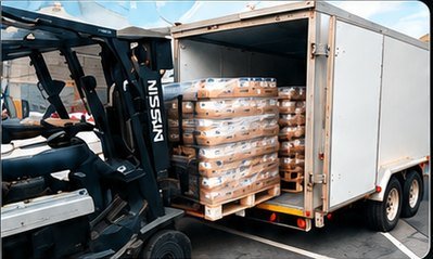 Forklift loading a distribution trailer